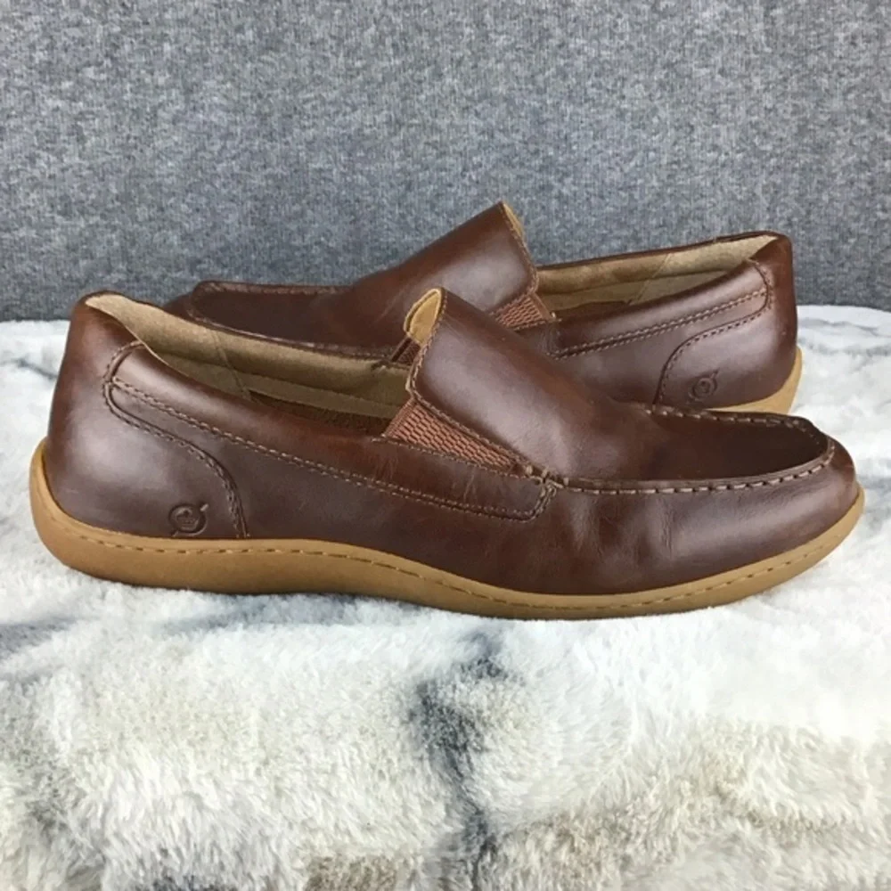 Born Men's Brown Leather Brompton II Loafers‎ Slip Ons Size 13M